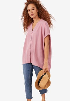 Oversized Linen-Blend Tunic